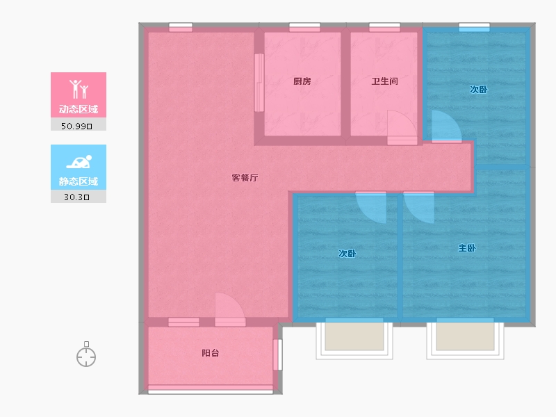 山东省-青岛市-青岛金地自在城-72.00-户型库-动静分区