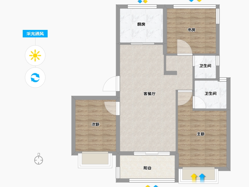 浙江省-衢州市-德信君宸-78.00-户型库-采光通风