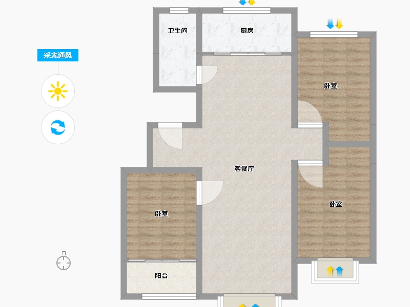 山东省-淄博市-财富世家-95.47-户型库-采光通风