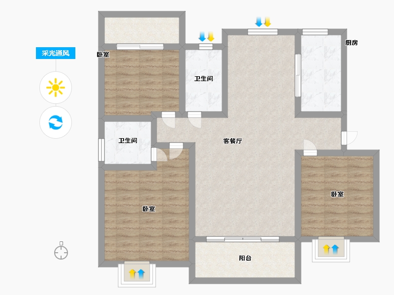 江西省-抚州市-城投梦湖天玺-93.58-户型库-采光通风