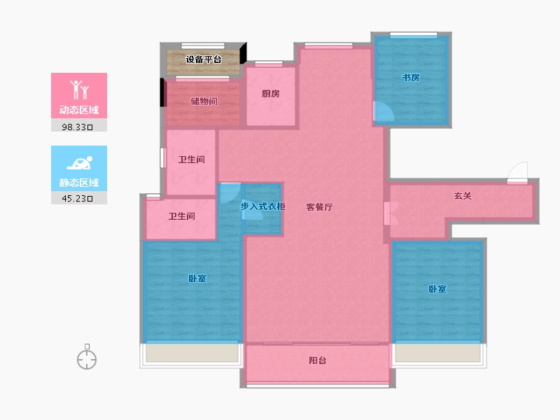 浙江省-湖州市-德信大家·时代公馆-132.56-户型库-动静分区