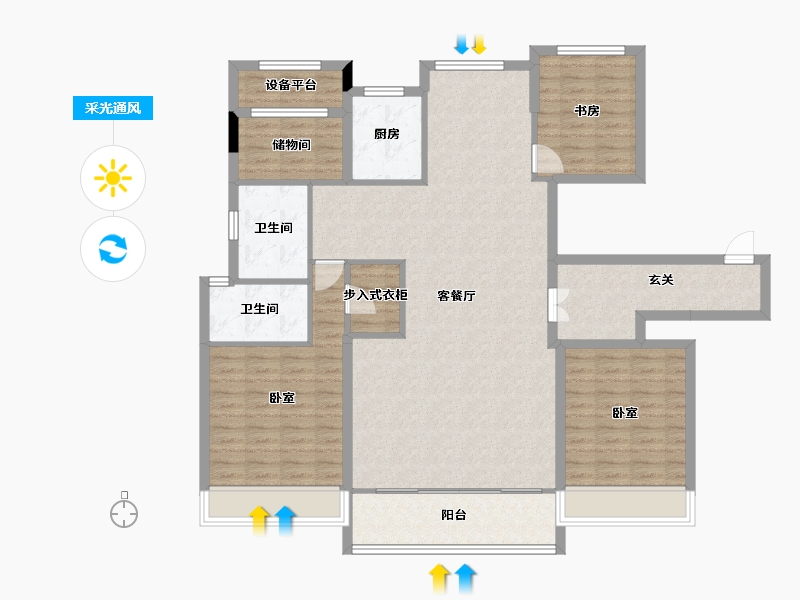 浙江省-湖州市-德信大家·时代公馆-132.56-户型库-采光通风