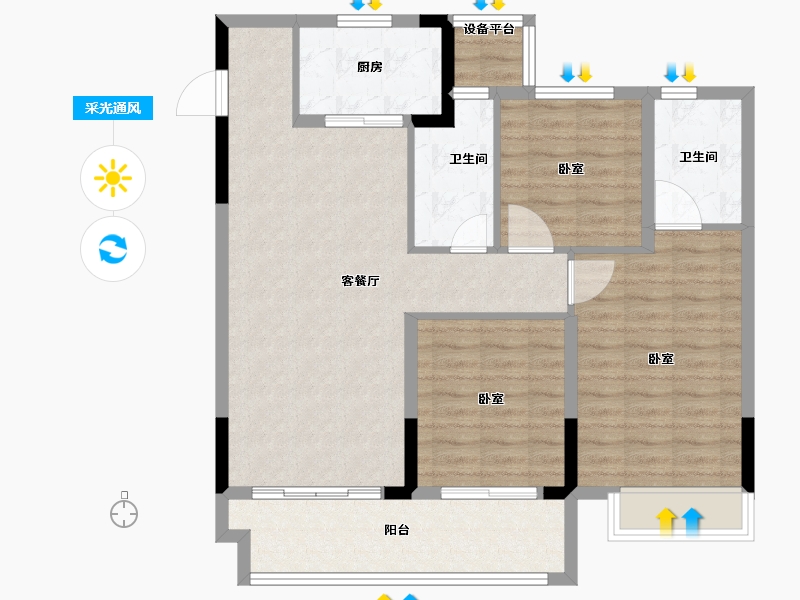 浙江省-绍兴市-嵊州融信学院府-94.00-户型库-采光通风