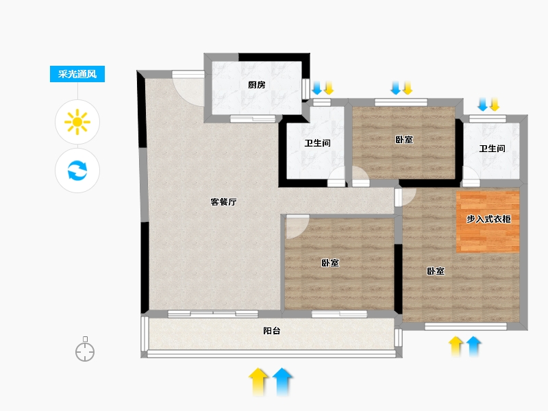 福建省-莆田市-保利香槟公馆-88.00-户型库-采光通风