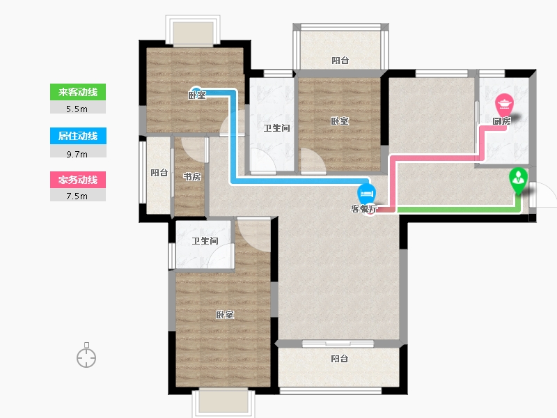 福建省-龙岩市-龙地·锦园-106.00-户型库-动静线