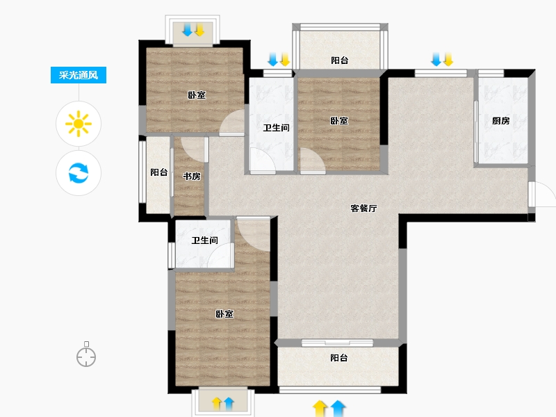 福建省-龙岩市-龙地·锦园-106.00-户型库-采光通风