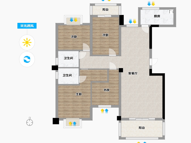 江西省-赣州市-嘉福国际豪庭-113.90-户型库-采光通风