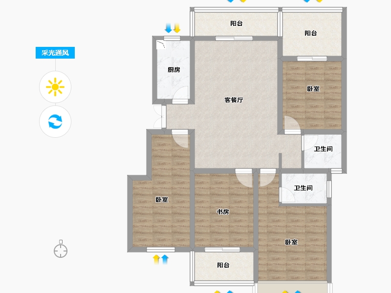 安徽省-合肥市-禹洲翡翠湖郡-113.00-户型库-采光通风