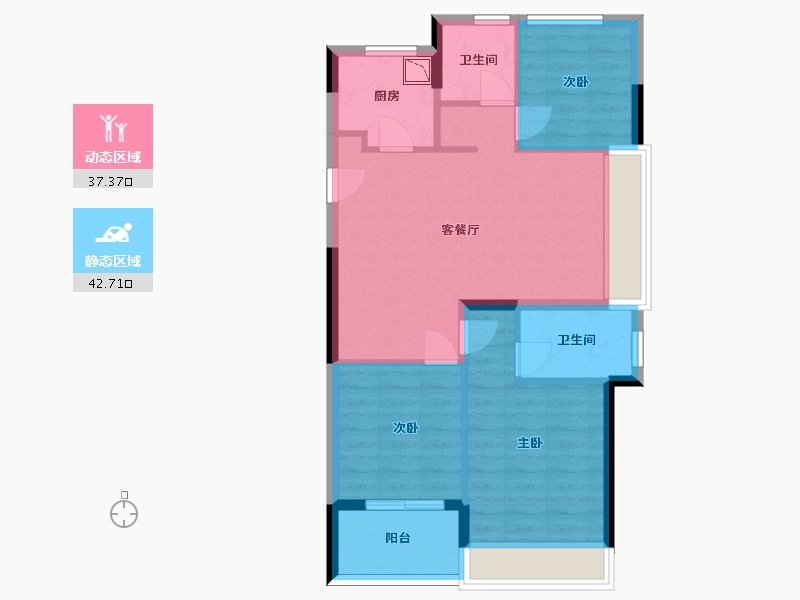 浙江省-杭州市-伟业熙境府-71.44-户型库-动静分区