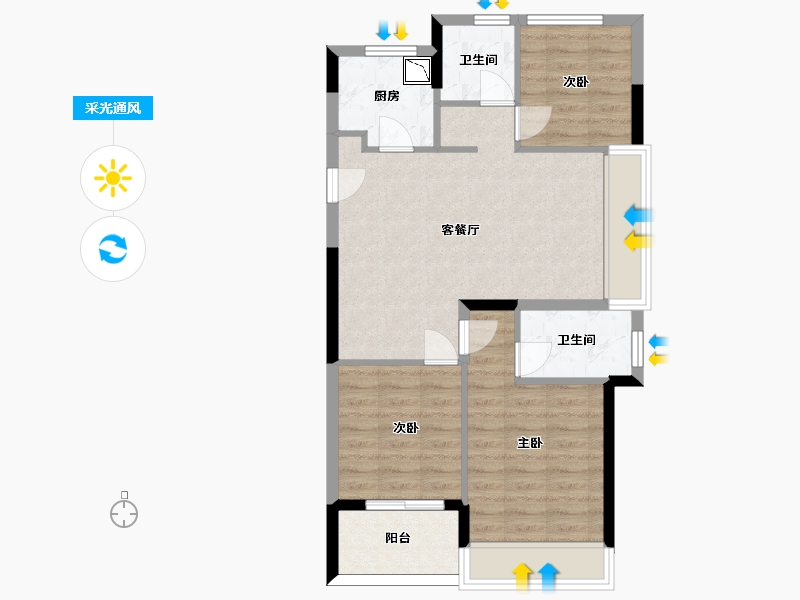 浙江省-杭州市-伟业熙境府-71.44-户型库-采光通风