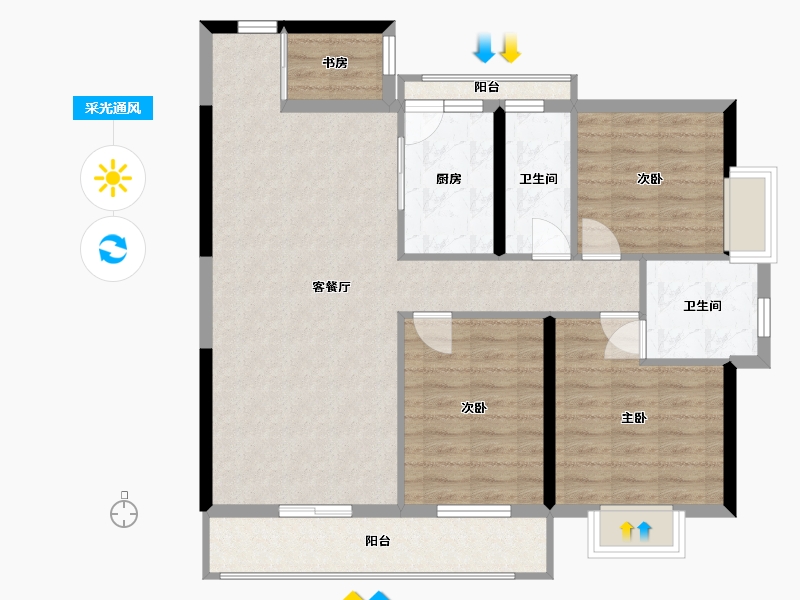 广东省-江门市-嘉裕花园-97.39-户型库-采光通风