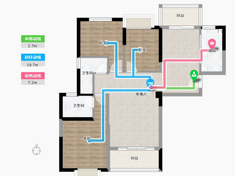 福建省-龙岩市-龙地·锦园-89.02-户型库-动静线