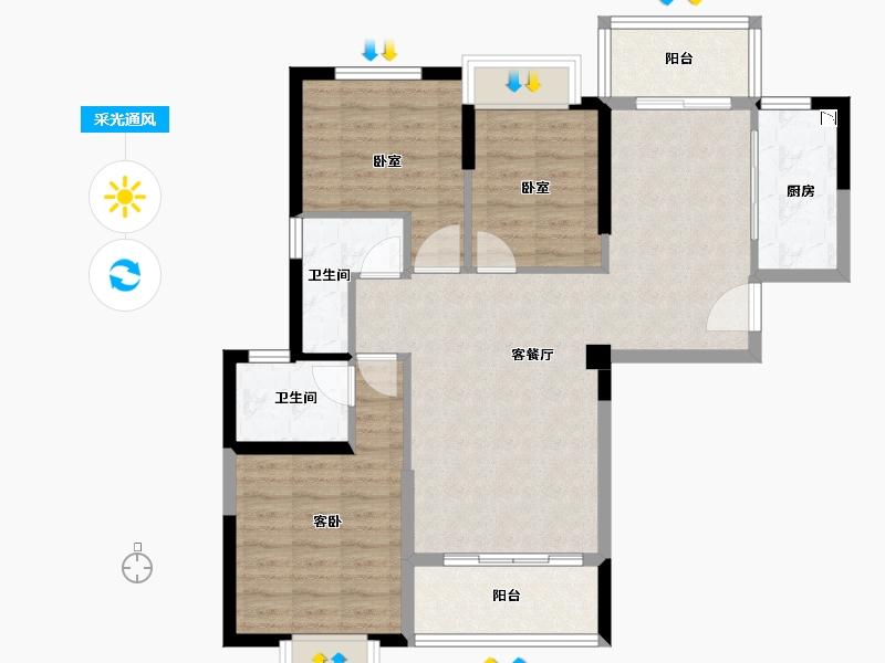 福建省-龙岩市-龙地·锦园-89.02-户型库-采光通风