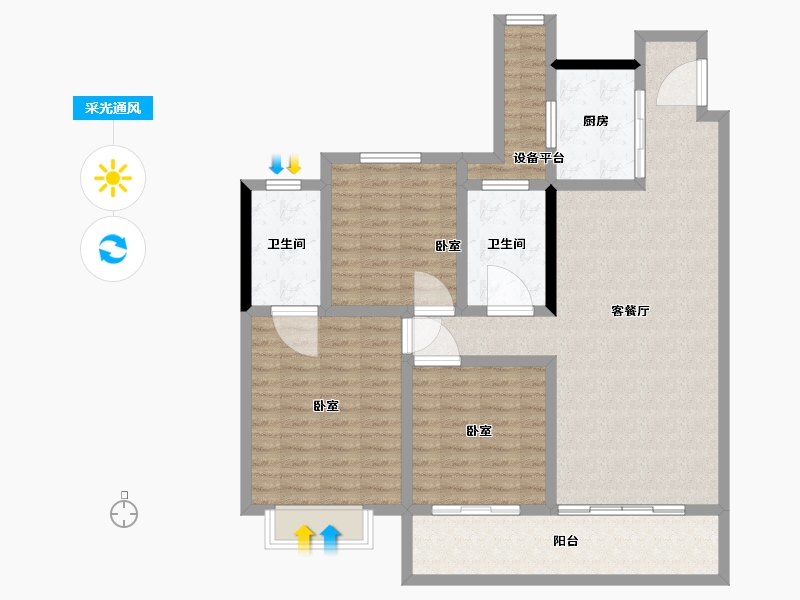 浙江省-温州市-世茂璀璨世家-112.00-户型库-采光通风