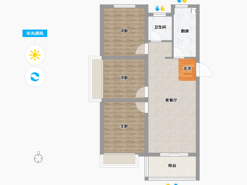 安徽省-阜阳市-天英玺悦府-78.00-户型库-采光通风