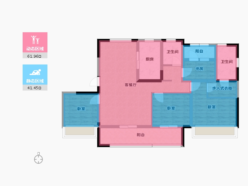 宁夏回族自治区-银川市-融创枫丹壹号-90.67-户型库-动静分区