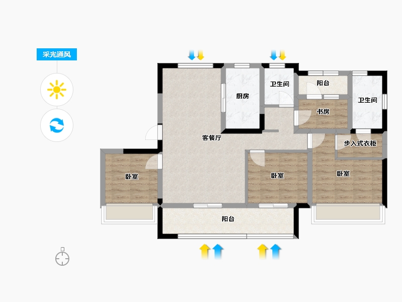 宁夏回族自治区-银川市-融创枫丹壹号-90.67-户型库-采光通风