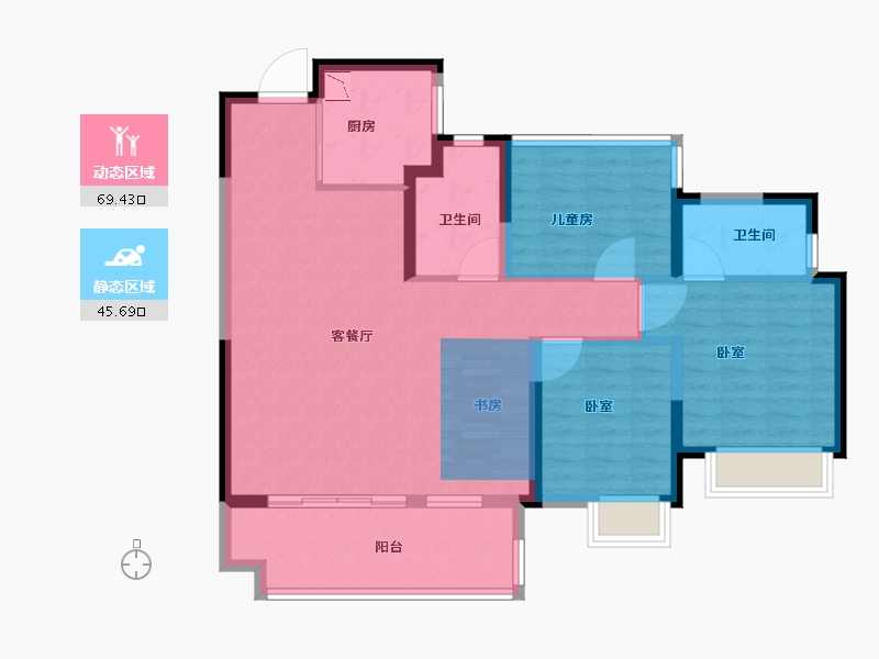 安徽省-合肥市-美的金科郡-98.00-户型库-动静分区