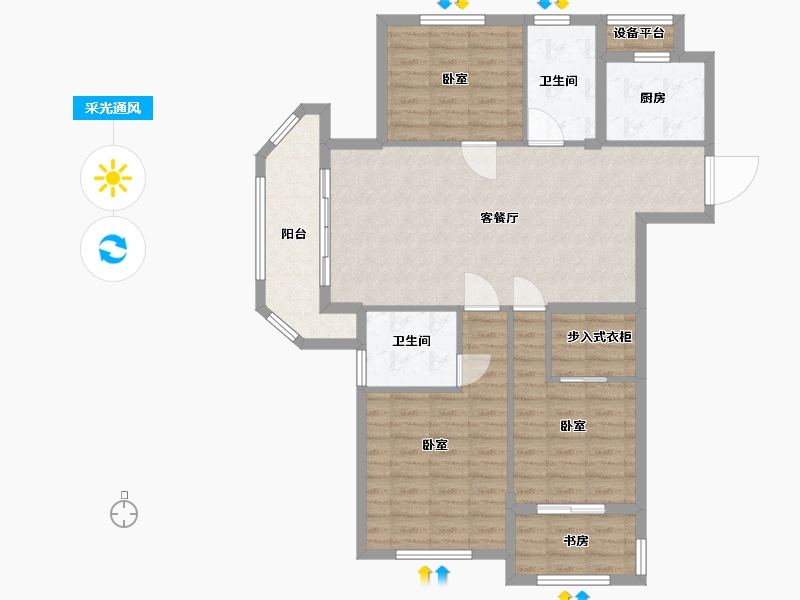 浙江省-湖州市-德清瑞鑫禹悦府-103.00-户型库-采光通风