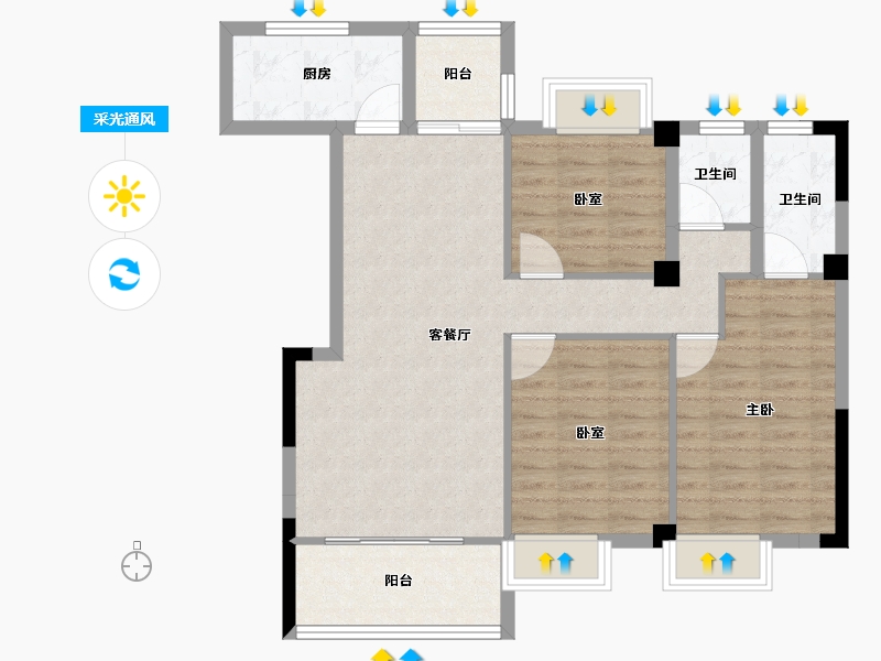 福建省-泉州市-安溪弘桥世界城-88.00-户型库-采光通风