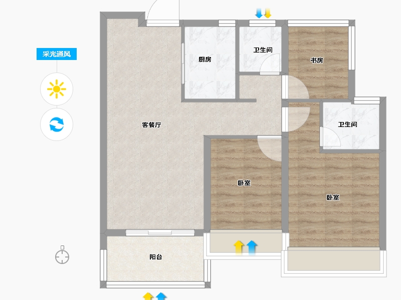 安徽省-合肥市-弘阳昕悦府-73.99-户型库-采光通风