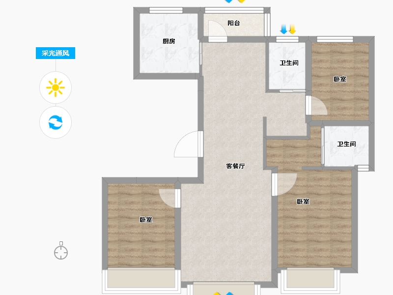 新疆维吾尔自治区-乌鲁木齐市-坤鸿园-81.50-户型库-采光通风