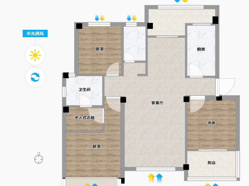 浙江省-舟山市-恒大御海天下-90.00-户型库-采光通风