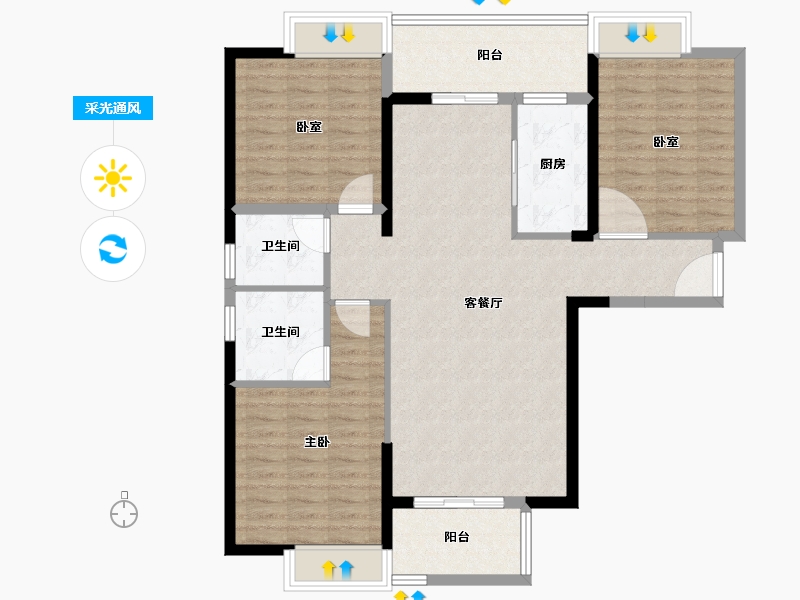 福建省-泉州市-鑫亿山水壹号-109.00-户型库-采光通风