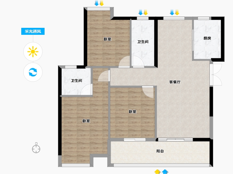 福建省-莆田市-富力壹号半岛-113.00-户型库-采光通风