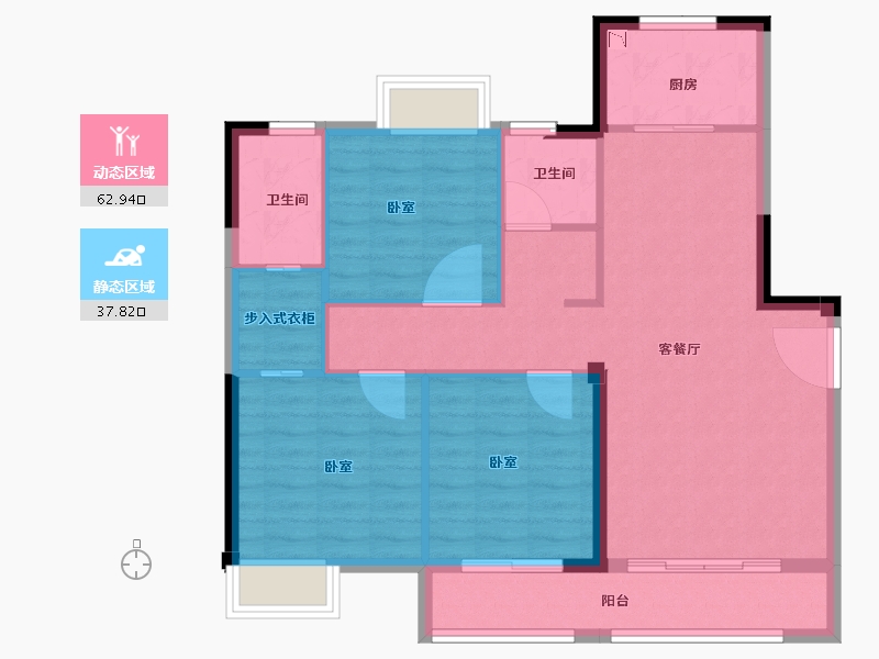 福建省-龙岩市-世茂德兴阳光城云墅-91.00-户型库-动静分区