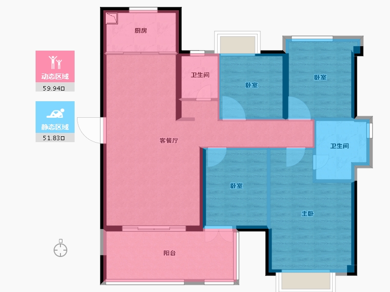 福建省-泉州市-中南漫悦湾-100.92-户型库-动静分区