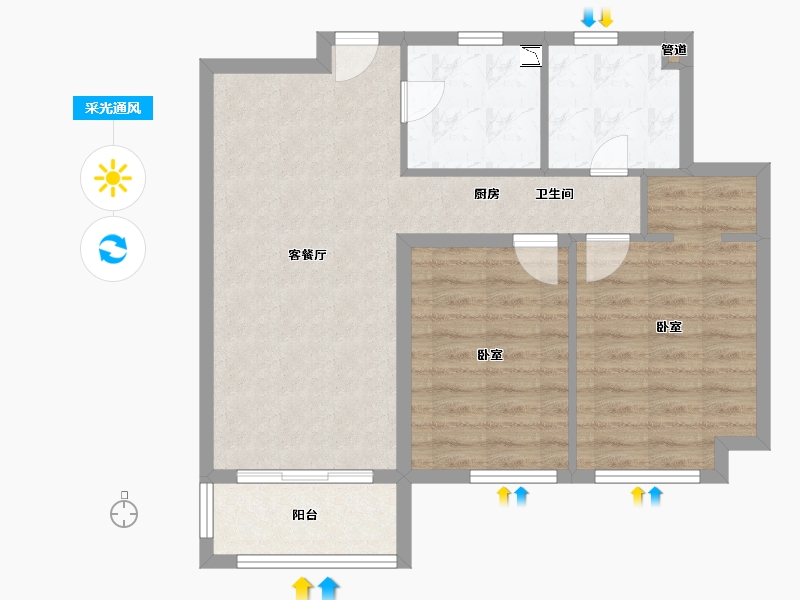 安徽省-马鞍山市-东方明珠海上御园-71.66-户型库-采光通风