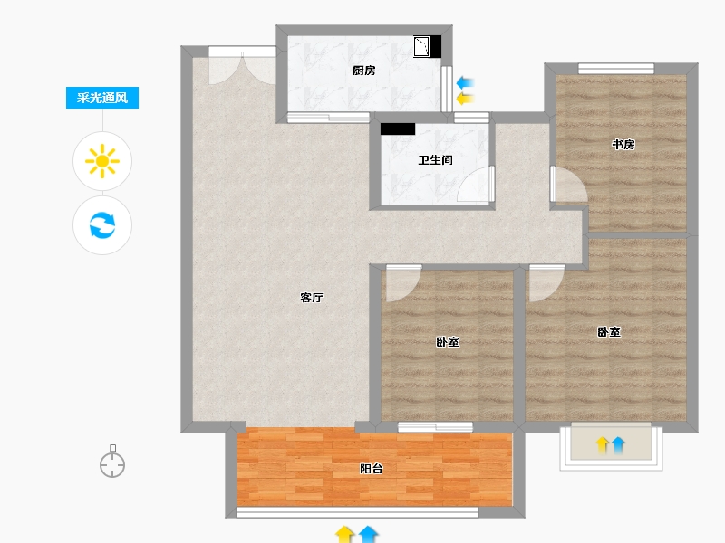 山东省-威海市-威海万达广场-91.99-户型库-采光通风