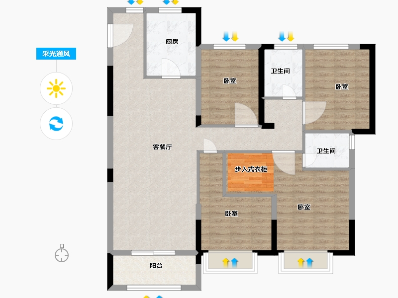 浙江省-湖州市-久立东华府-109.64-户型库-采光通风