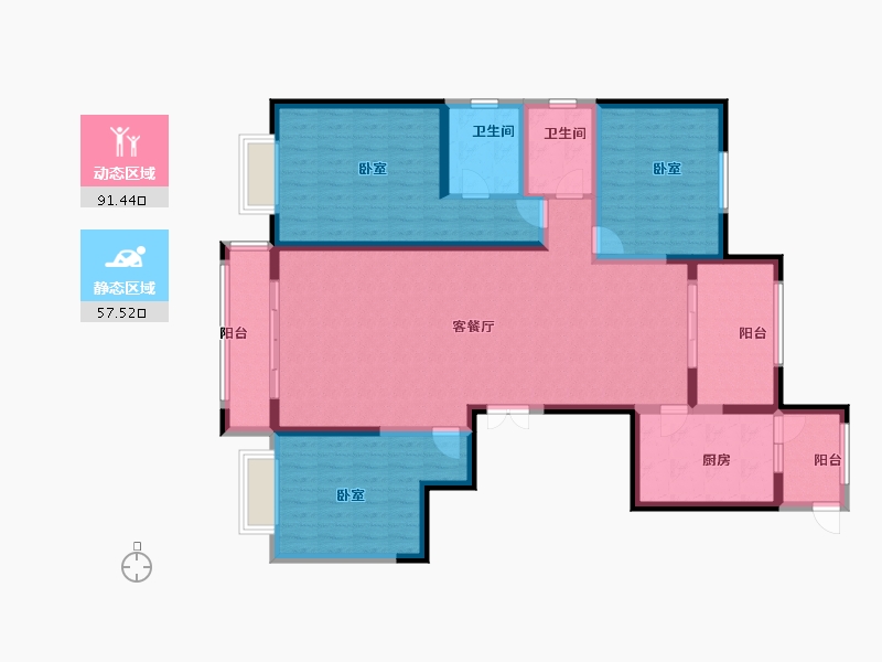 甘肃省-天水市-福迪瑞府-134.00-户型库-动静分区