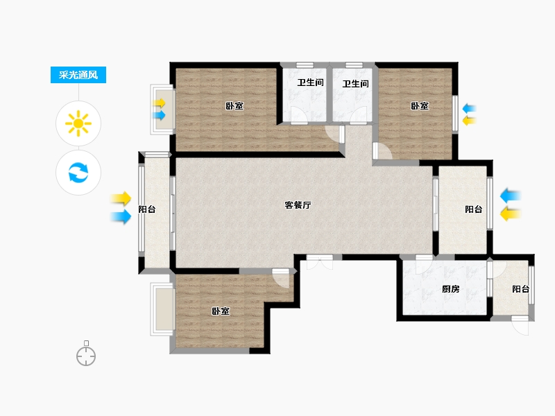 甘肃省-天水市-福迪瑞府-134.00-户型库-采光通风