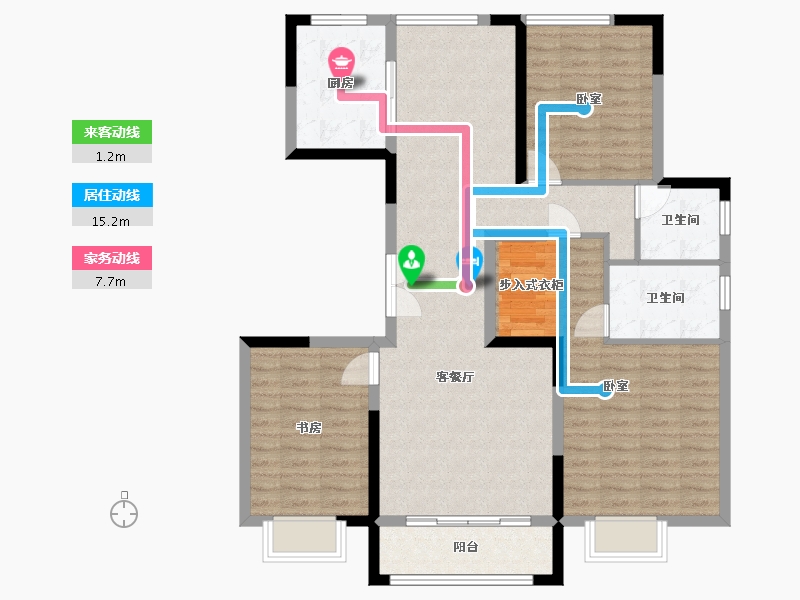 宁夏回族自治区-银川市-君临天下-106.61-户型库-动静线