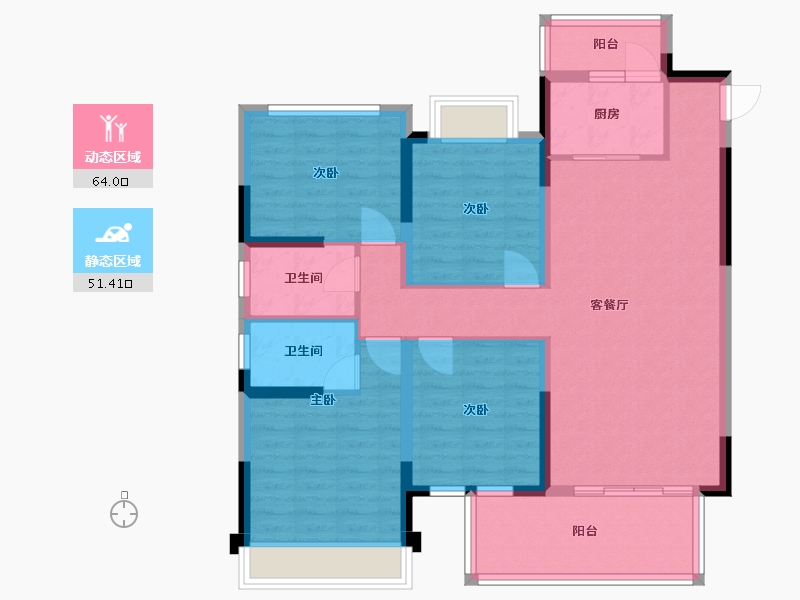 江苏省-泰州市-凰腾海姜广场-102.97-户型库-动静分区