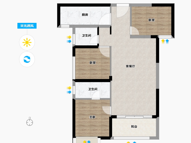 福建省-泉州市-广海新景悦府-78.00-户型库-采光通风