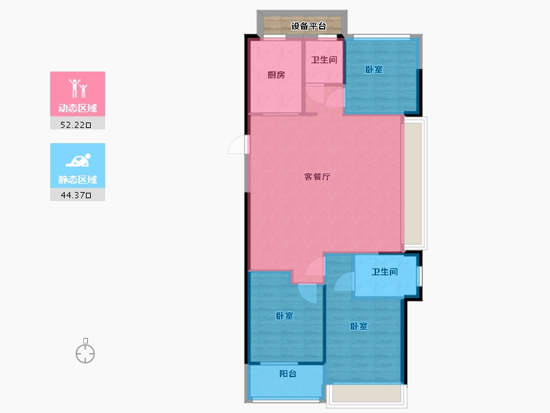 浙江省-温州市-美的旭辉城-91.00-户型库-动静分区