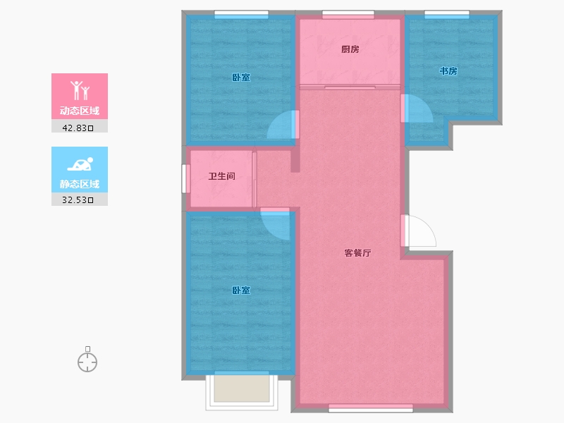 新疆维吾尔自治区-乌鲁木齐市-彩虹心筑-67.06-户型库-动静分区