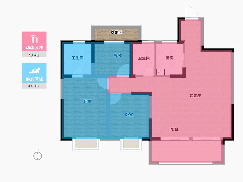 安徽省-合肥市-碧桂园新城十里春风-106.00-户型库-动静分区