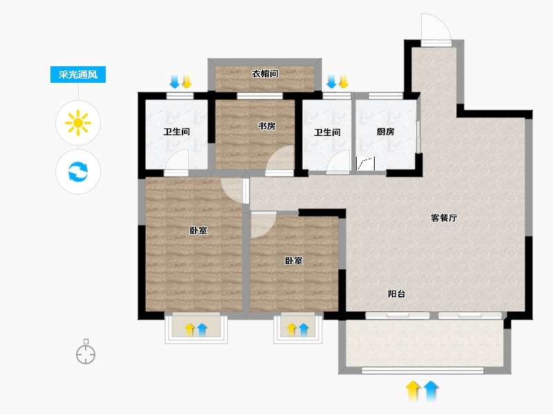 安徽省-合肥市-碧桂园新城十里春风-106.00-户型库-采光通风