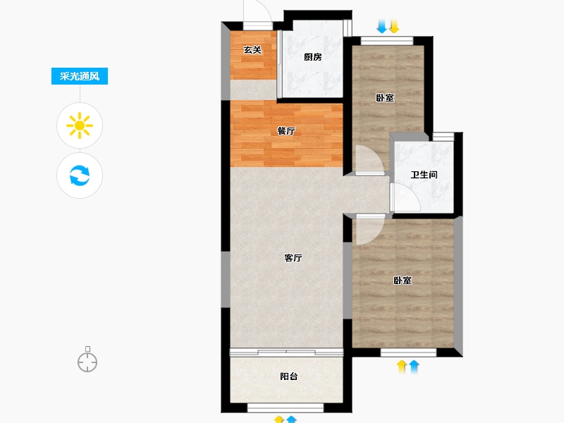 山东省-威海市-成山海景阁-51.52-户型库-采光通风