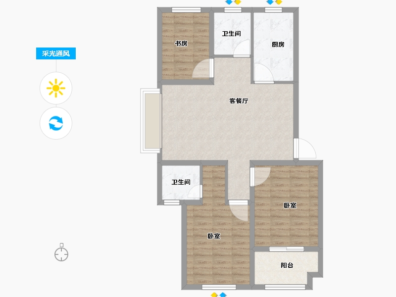 浙江省-绍兴市-崇城壹品-86.00-户型库-采光通风