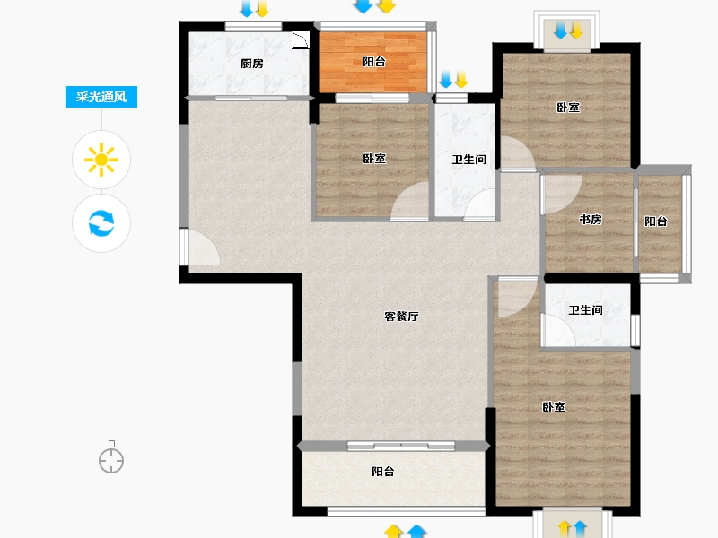 福建省-龙岩市-龙地·锦园-112.00-户型库-采光通风