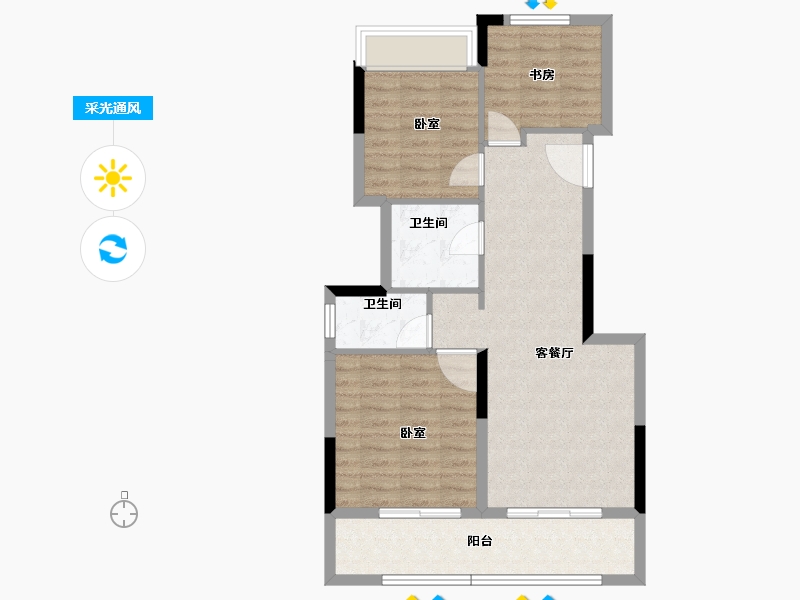 安徽省-芜湖市-融创公元2020-74.48-户型库-采光通风