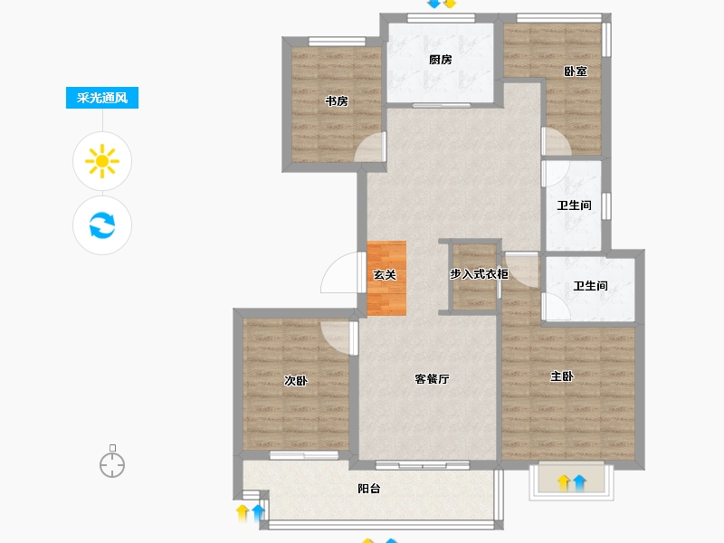 浙江省-衢州市-德信君宸-106.00-户型库-采光通风