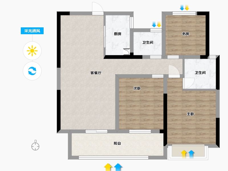 江西省-赣州市-茂源·翡翠公馆-87.66-户型库-采光通风