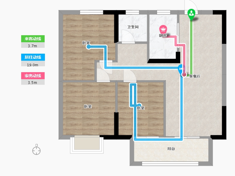 浙江省-嘉兴市-弘阳·昕悦棠小区-71.00-户型库-动静线